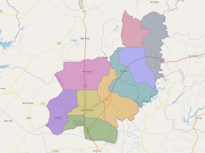 Bản đồ hành chính Huyện Hớn Quản